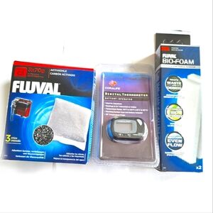 NWT Aquarium supplies lot of 3 Fluval filter thermometer pet fish tank